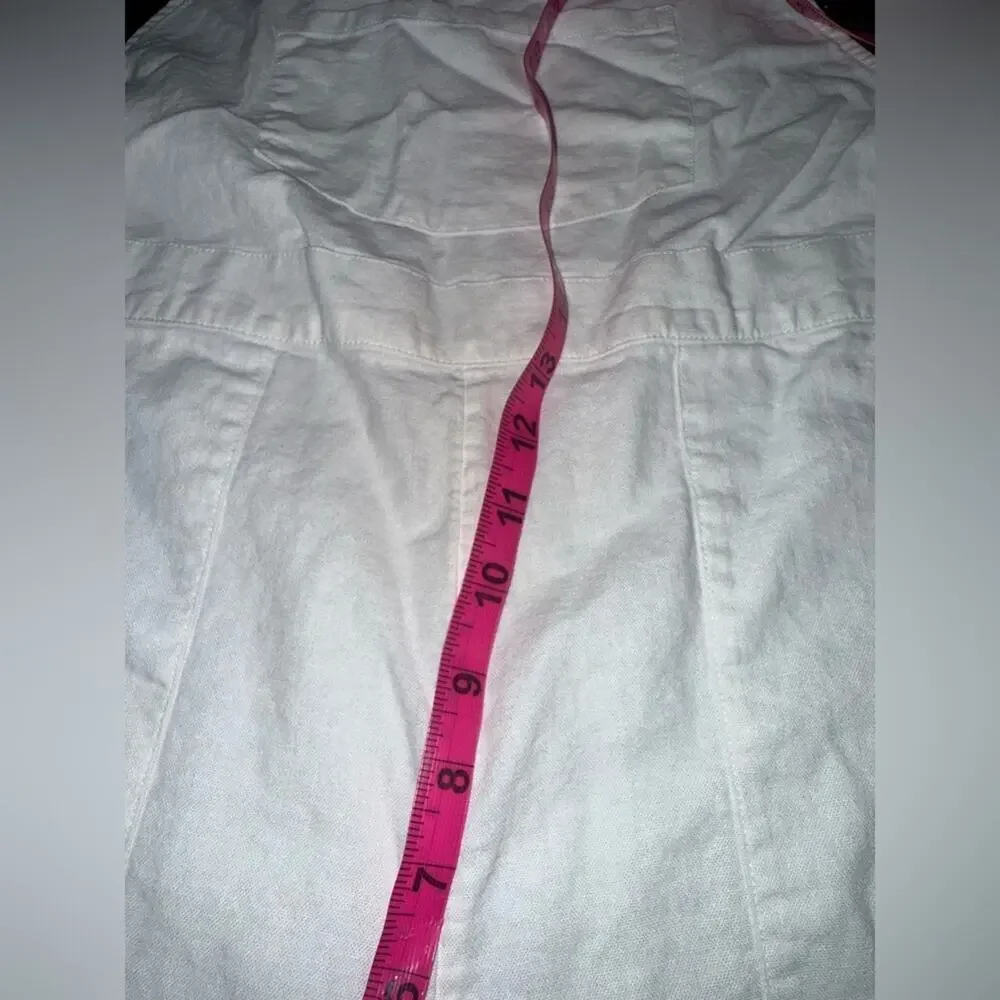 UEC Stoney Clover Lane White Linen Rayon Blend Cropped Overalls SZ M